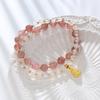 Double Circle Strawberry Crystal Bracelet, Money Bag Pendant Bracelet. Bangles Women Fashion Jewelry Accessories Gift