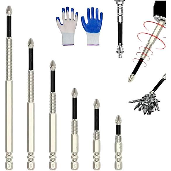 

Набор магнитных сверл для отверток LONGLUAN, набор магнитных сверл для отверток с защитой от выпадения, устойчивых к ржавчине, эргономичных и нескользящих 6pcs