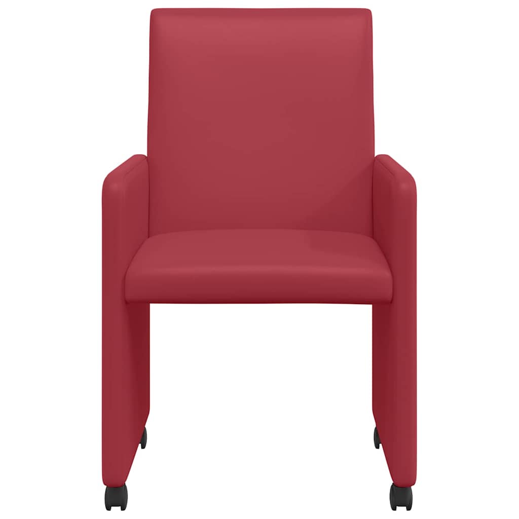 Dining Room Chairs with Casters 2 pcs Burgundy 57 x 66 x 94 cm