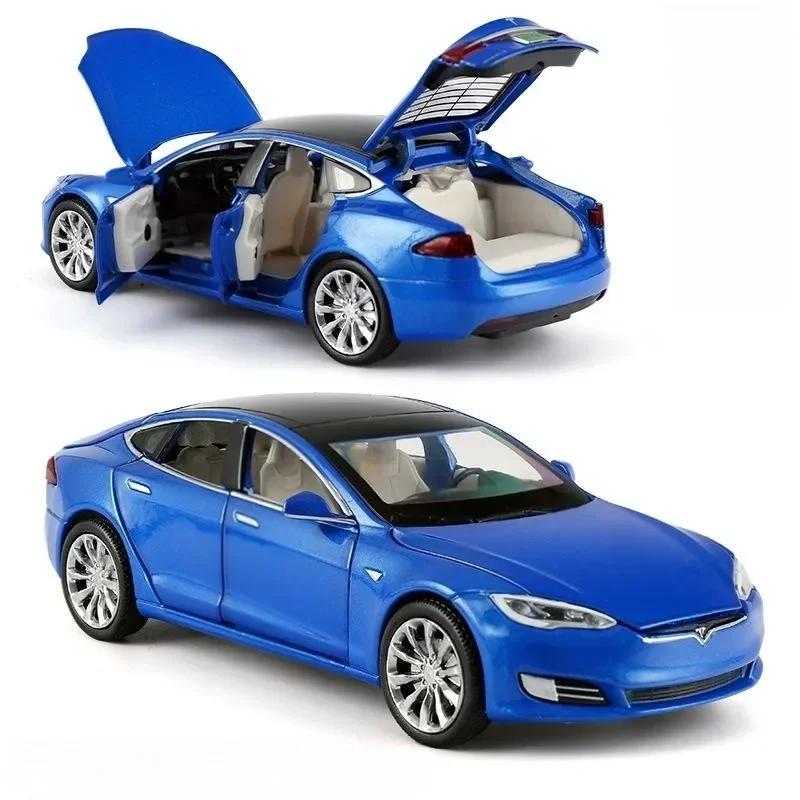1/32 Tesla Model S 100D SUV Toy Car Model Diecast Alloy Metal Miniature Sound & Light Pull Back 1:32 Collection Gift For Boy Kid
