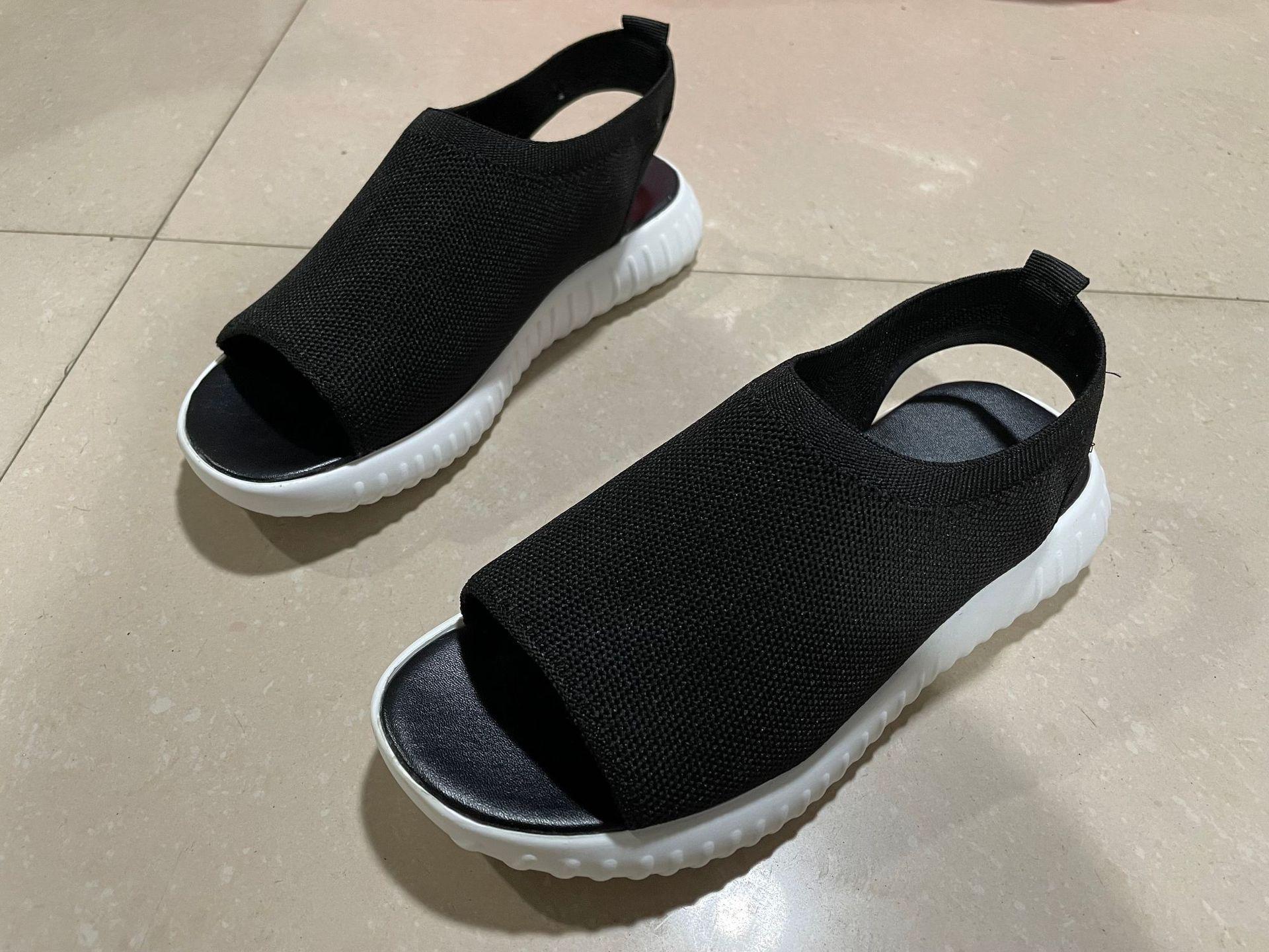 

Independent station 2025 лето новые женские сандалии с толстой подошвой из сетчатой ткани с рисунком «рыбий рот» импортная торговля женские туфли большого размера с одной педалью 41 чёрный