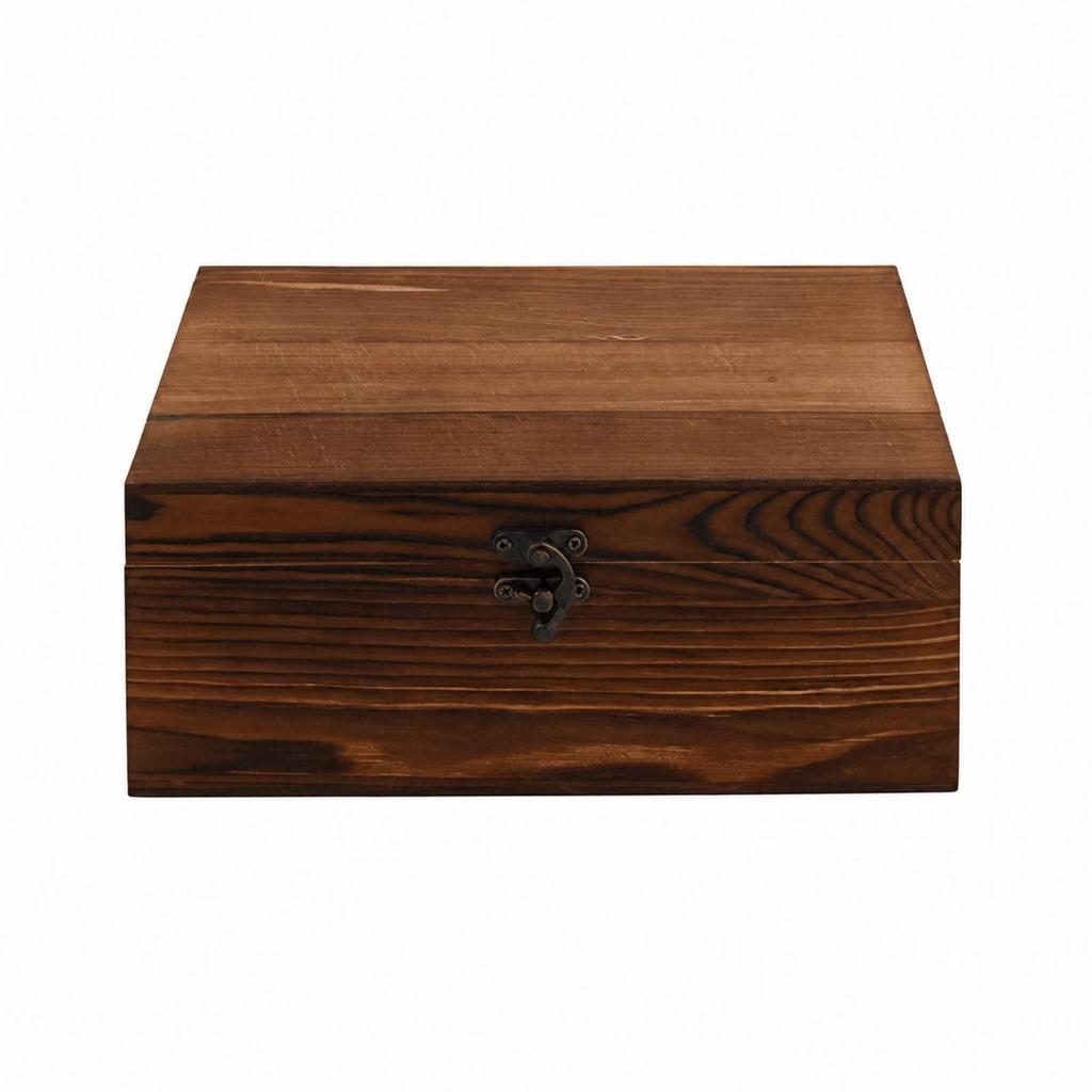 Rectangular Wooden Storage Box Compact with Front Clasp Decorative for Small Item