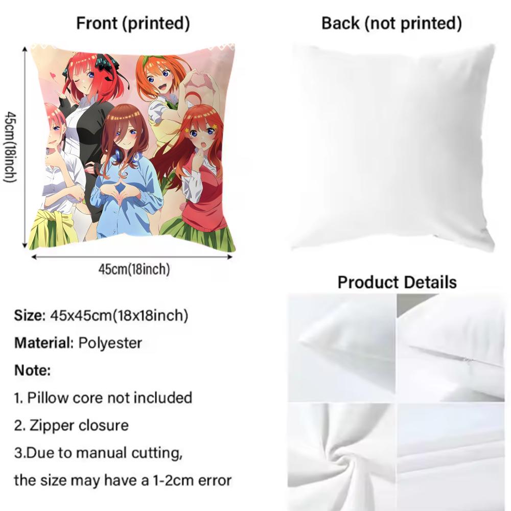 Cute The Q-Quintessential Q-Quintuplets Cushion Cover Premium Comfort Reversible Pillow Cover - Dual - Use Design for Home & Car
