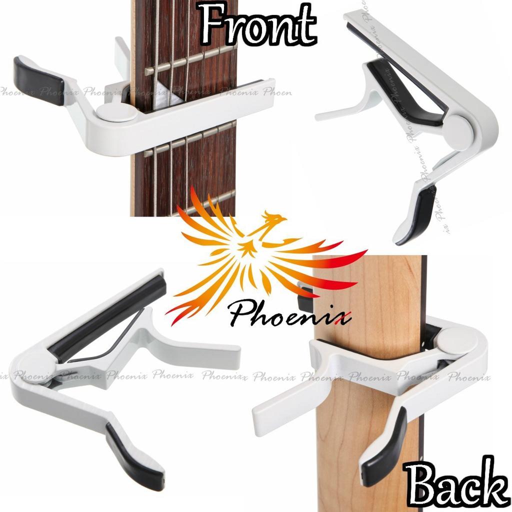 Phoenix One Touch Guitar Capo Tast Drawstring Warranty Pieces [Type R] Bag/Pick/Pick Case/Manufacturer's <4 Included> (White)