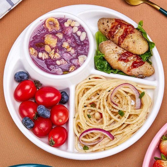 Creative Grid Plate Food Grade Material Quantitative Weight Loss Meal Children High and Low Temperature Resistant Tableware Set