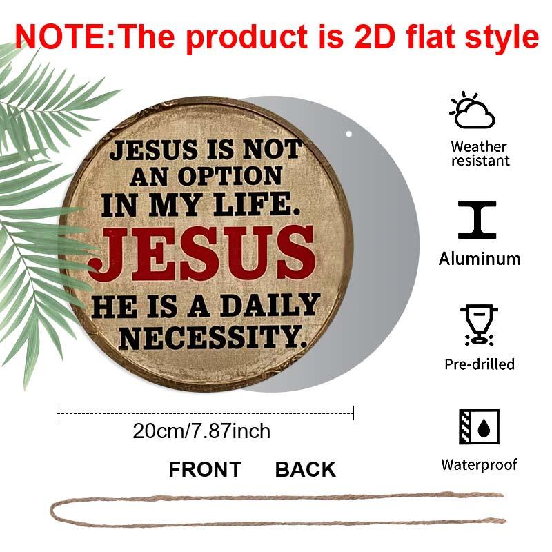 2D Flach 1 Stück Christentum Aluminium Dekorationsschild, "Jesus ist eine tägliche Notwendigkeit" Zitat Schild, Heimdekoration, Kirchen Dekoration und Gebetsraum Dekoration, Perfekt