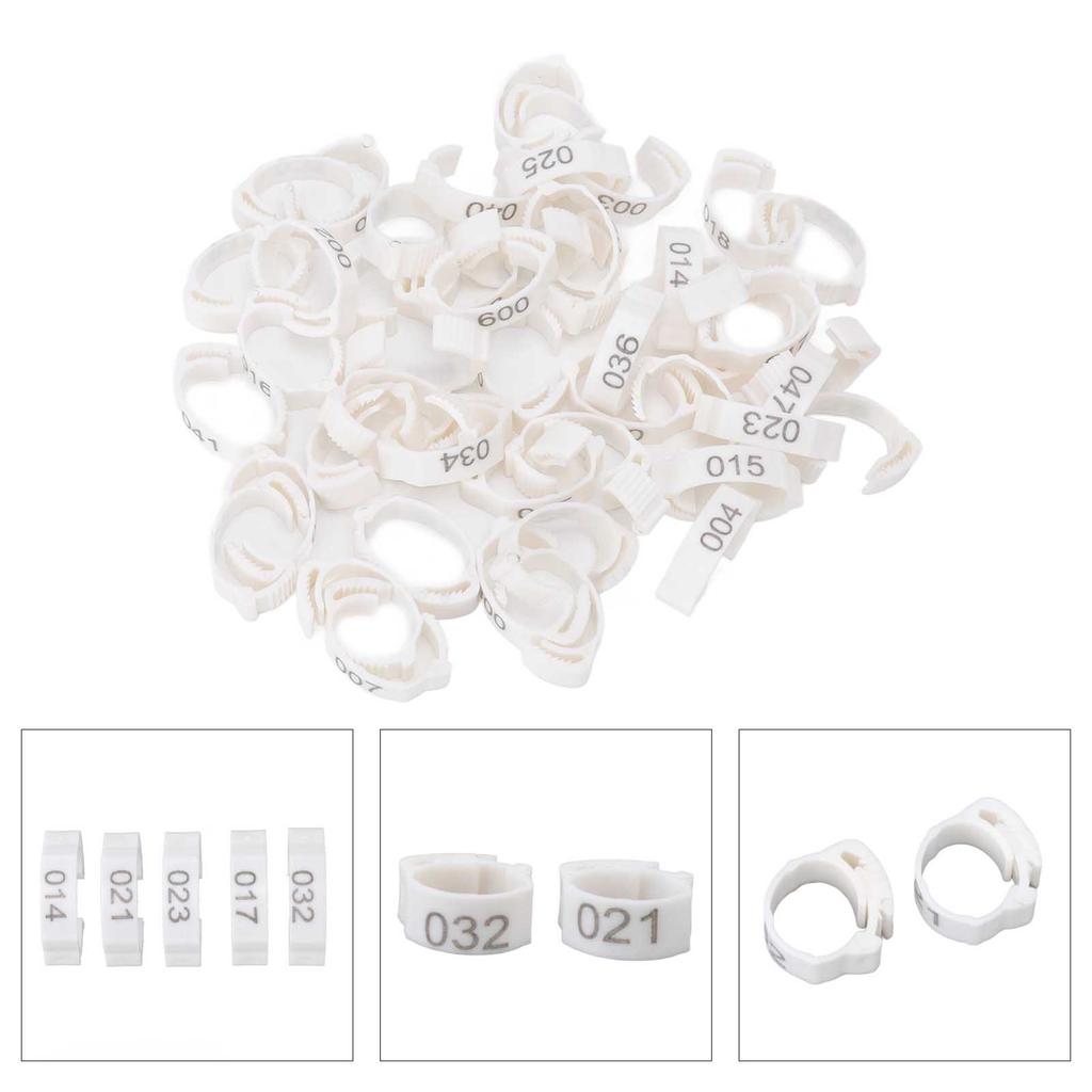 50 ks Drůbeží kroužky na nohy Číslované Identifikační kroužky pro kuřata Holuby Kachny Husy Bílé