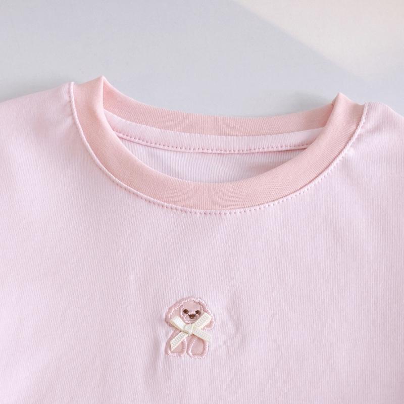 Girls T-shirts Summer Children Cotton Short Sleeve Tops For Baby Girl Sweetly Clothes Kids Sports Outerwear Pullover Tee