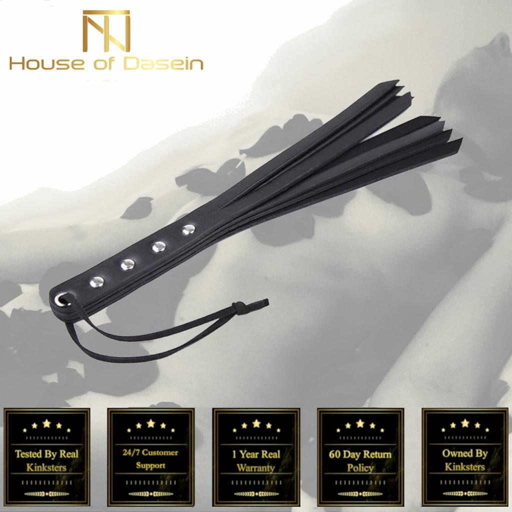 Black Pu Leather Paddle Flogger Ass Spanking Whip Sex Toys Floggers