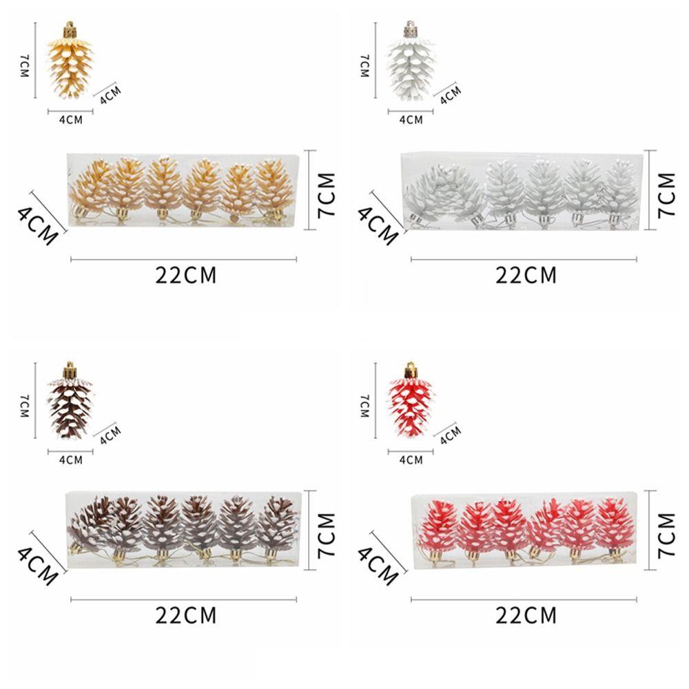 6pcs DIY Painted Christmas Pine Cone Plastic Christmas Tree Decoration  Home Xmas Decor