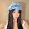 Women Summer Knit Beret Hat Breathable Mesh Painter Cap Lightweight Solid Color Vintage Artist Bonnet for Ladies