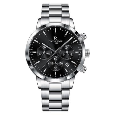 Men's Multi-Function Chronograph Watch with Stainless Steel Bracelet, 3 ATM Water Resistance, Date Display, Stylish and Simple Quartz Movement,