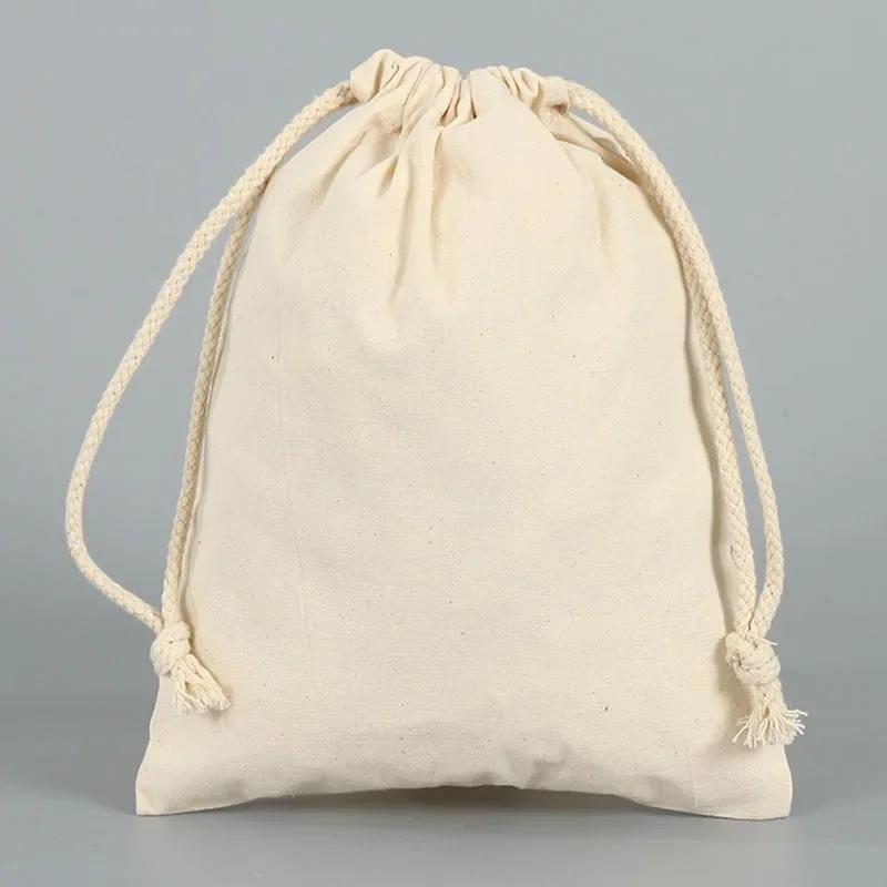1Pcs Cotton Gift Pouch Eco Friendly Pure Cotton Drawstring Bag Packaging Jewelry Necklace Lipstick Cosmetic Storage Sachet 10x12cm