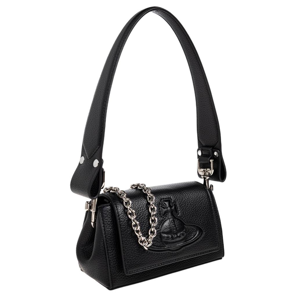 VIVIENNE WESTWOOD Hazel Logo Embossed PU Crossbody Shoulder Bag Small Women Bags Black 4603000XWS000DN403