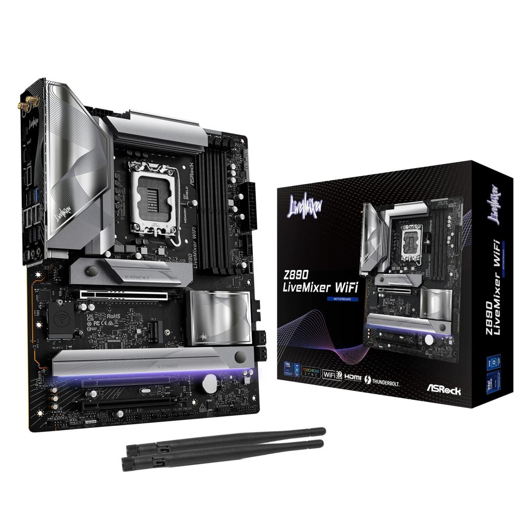 ASRock Z890 LiveMixer WiFi Motherboard, compatible with Intel Core Ultra CPUs (LGA1851), Z890 chipset, DDR5 ATX motherboard [Authorized domestic
