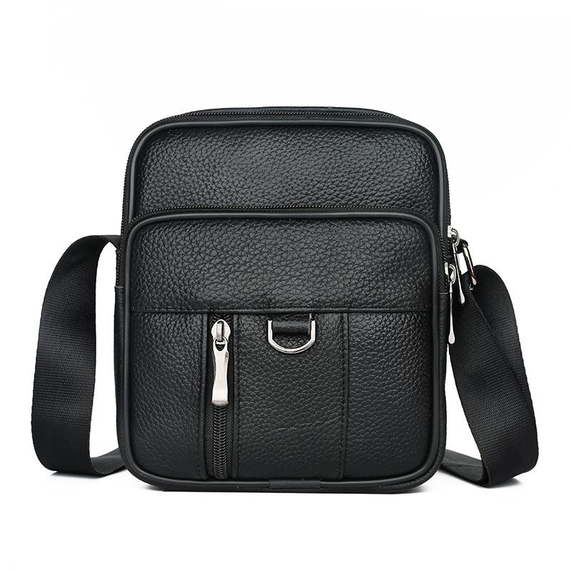 Business Genuine Leather Men's Crossbody Bag New Casual Pure Color Single-shoulder Bag Small Message Square Bag for Men
