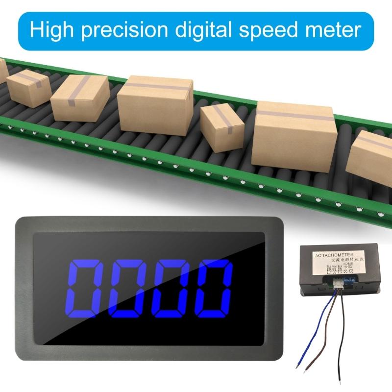 Digital LED Tachometer Speed Speed Meter with Hall Sensoring & NPN Proximity Switches Motor Speed Gauge 220V for Lathes