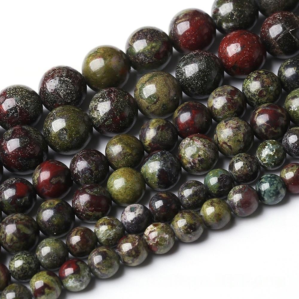 Dragon Bloodstone Round Natural Stone Beads 15"Strand Smooth Loose Spacer Beads 4/6/8/10/12mm for Jewelry Making DIY Bracelets Charms Accessories