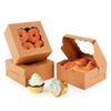 652F Sturdy Kraft Paper Bottle Holder Elegant Kraft Paper Windowed Gift Box Stylish Candies Storage Bag with Hook