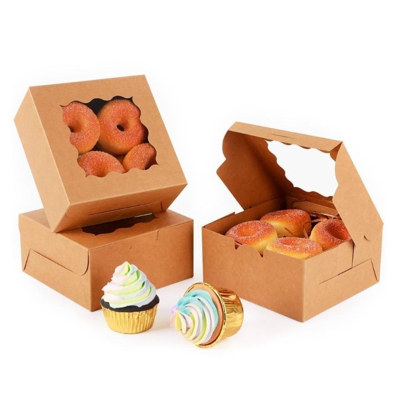 652F Sturdy Kraft Paper Bottle Holder Elegant Kraft Paper Windowed Gift Box Stylish Candies Storage Bag with Hook
