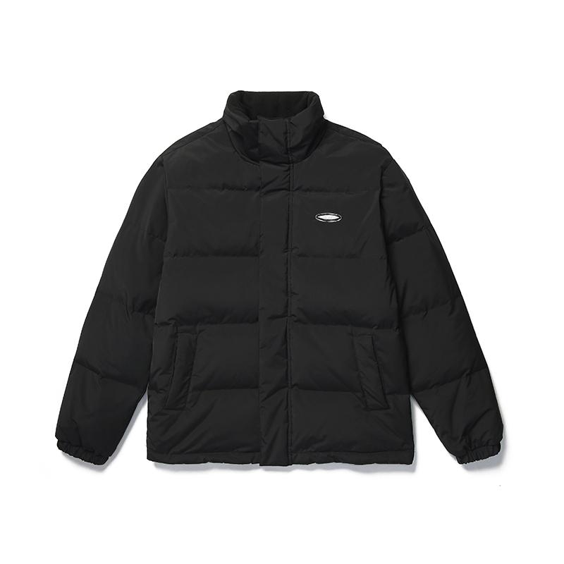 Lee Solid Color Stand Collar Warm Bread Casual Zipper Loose Down Jacket Men outerwear Black LMT006271100092-K11000