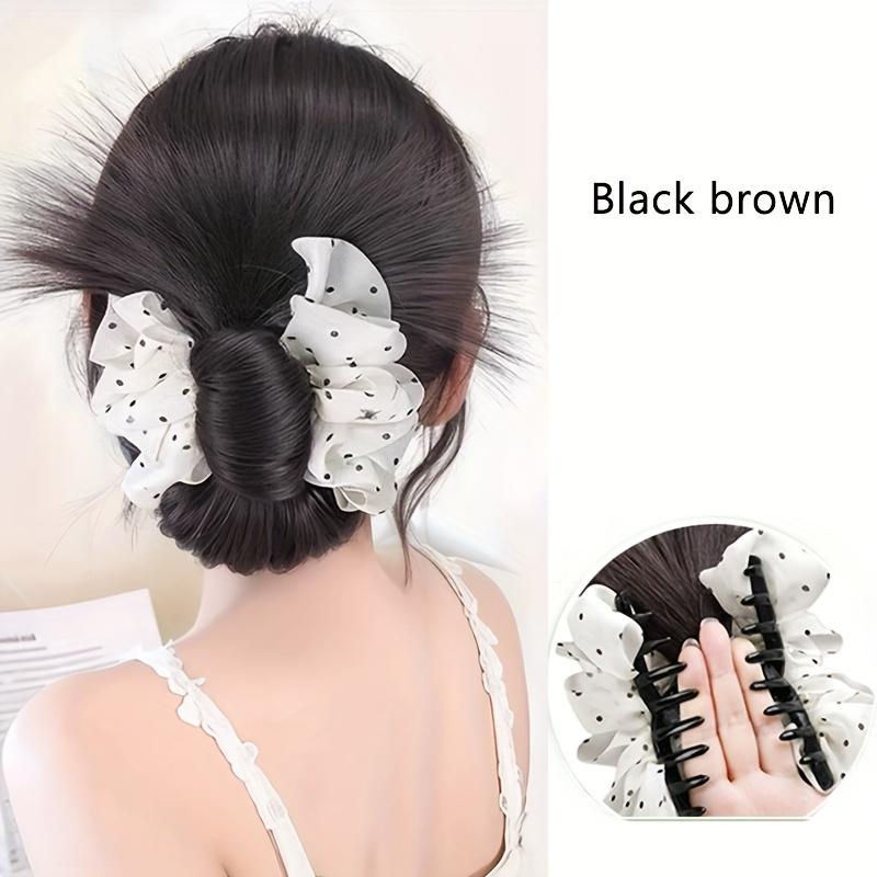 Synthetic Natural Bun Head Wig with Mesh Hairpiece Hair Chignon Claw Clip Ponytails Extensions Hair Accessories For Women Girls