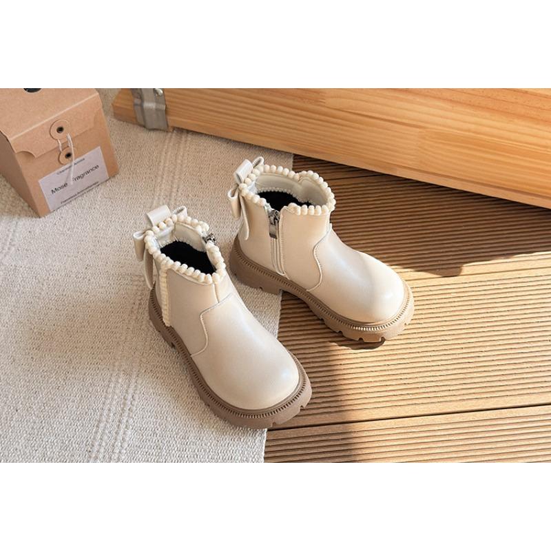 Kids Girls British Style Fleece Lined Soft Sole Princess Martin Ankle Boots