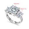 3 Stones Princess Cut Full Moissanite Ring for Women   Copper6.4cttw Diamond Wedding Ring Anniversary Bands Jewelry