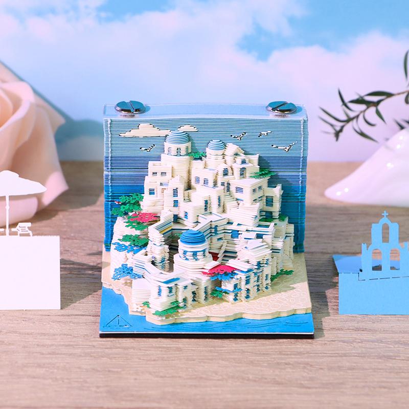 3D Paper Carving Art Craftwork Memo Pad Notepad Note Pad Desk Decoration Creative Diy Decorative Gift For Christmas Housewarming