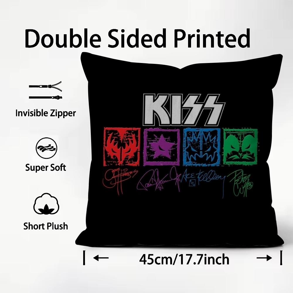 Rock K-Kiss Band Music Cushion Cover Premium Comfort Reversible Pillow Cove -Two in One Design for Any Room & Car Interior
