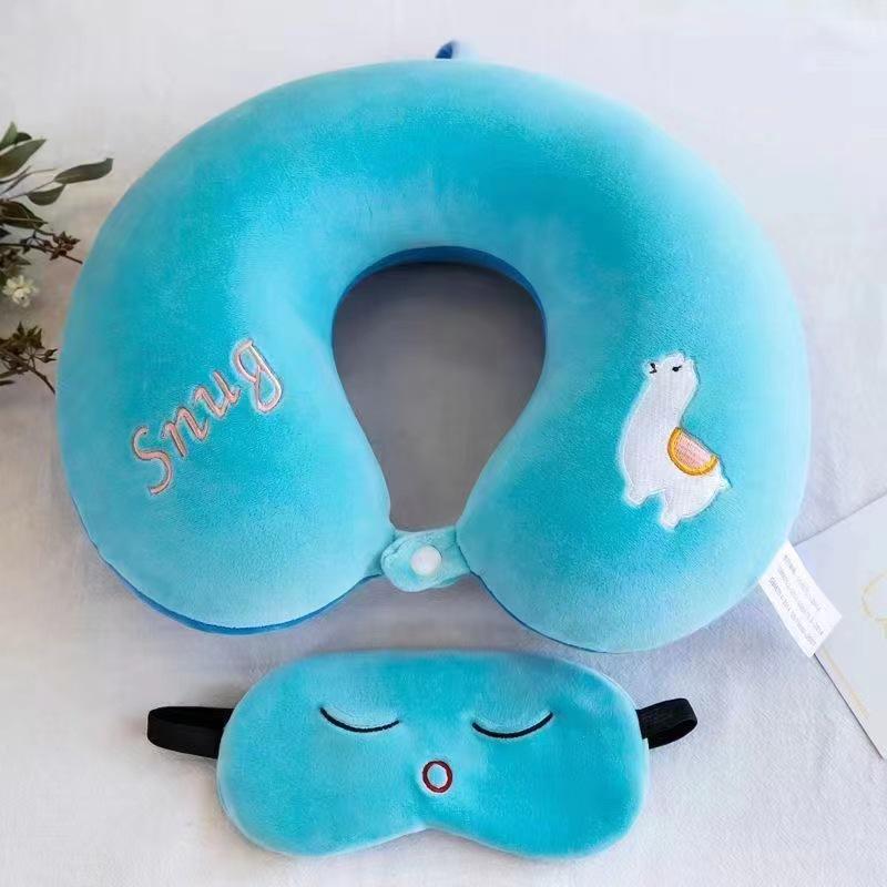 Customizable Cartoon Embroidery U-Shaped Memory Foam Neck Pillow for Travel & Home