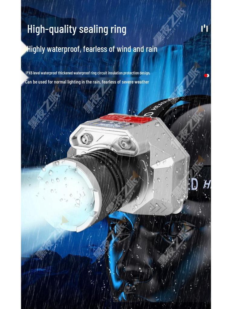 Rechargeable LED Headlamp: Super Bright, Strong Light for Outdoor, Mining & Night Fishing