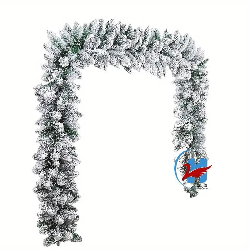 Christmas Flocked Garland Fireplace Stair Decor PVC Front Door Hanger