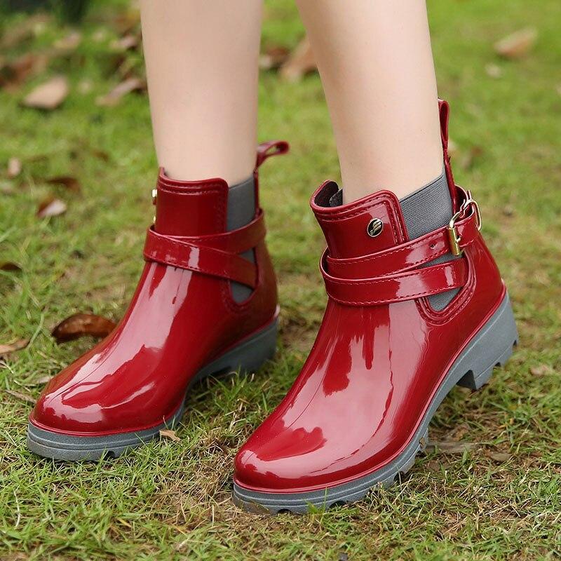 Comemore Women Pvc Rain Boots Ankle Waterproof Shoes Water Shoes Female Galoshes Rubber Short Rainboots Spring Winter Boots