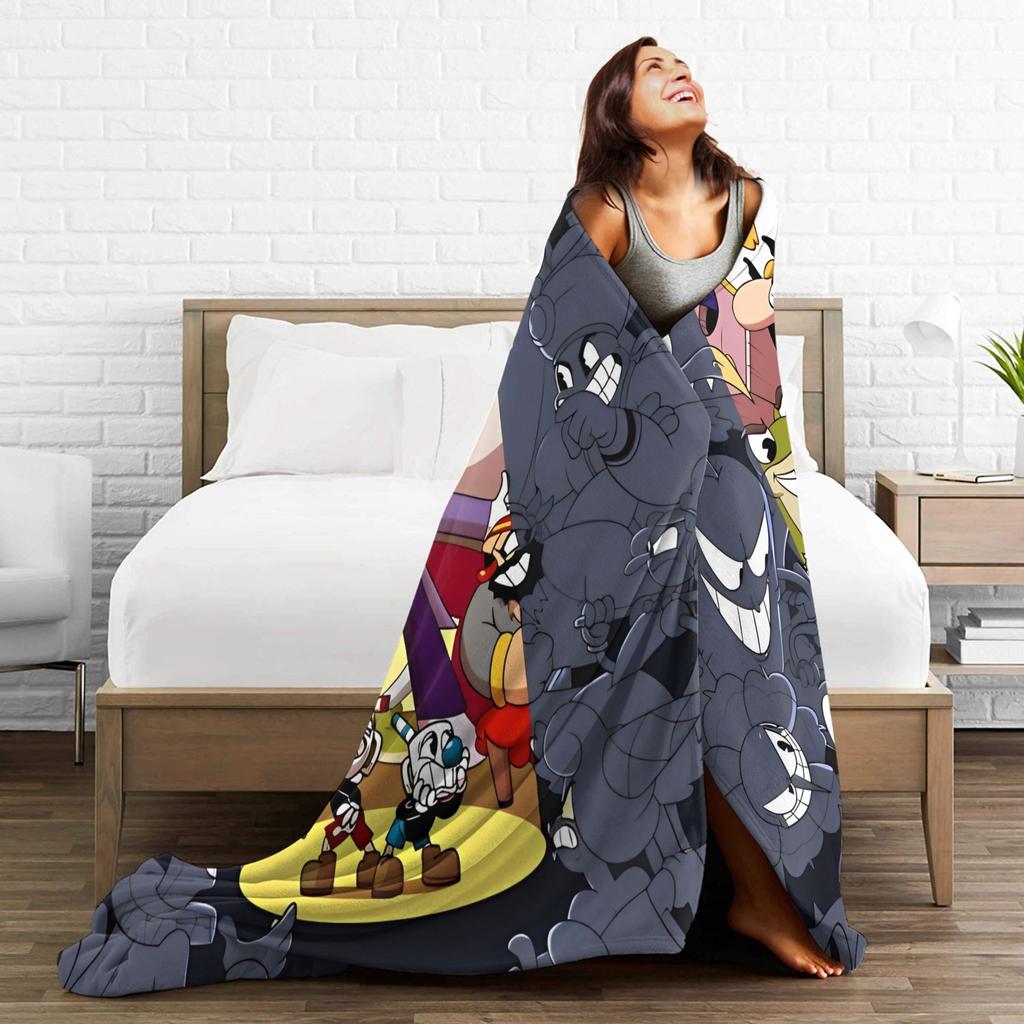Cupheads Video Game Art Blankets Flannel Super Warm Throw Blankets for Outdoor Travel Bedroom Quilt