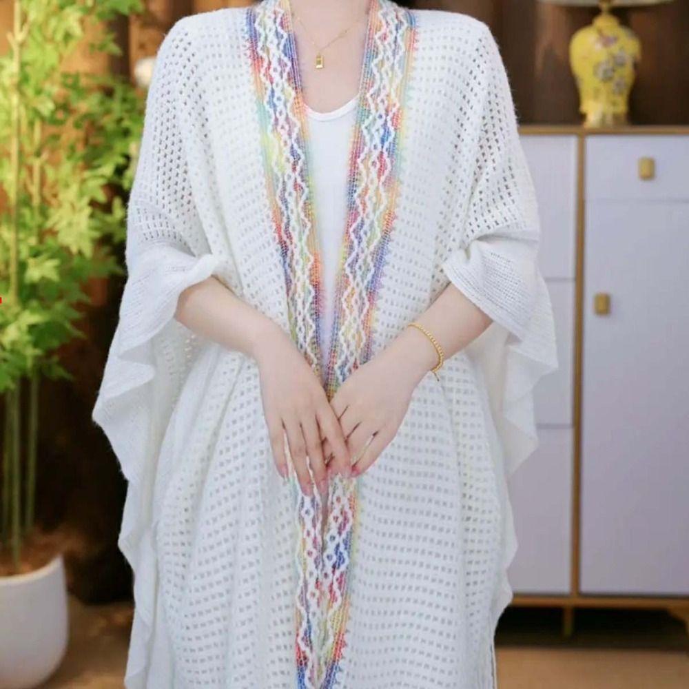 Ethnic Style Ladies Tassel Cape Hollow Wraps Scarf Coat Womens Knitted Shawl