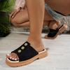 Fashion 2025 Fashion Ladies Shoes Peep Toe Women's Slippers Fashion Metal Decoration Daily Slippers Women Summer Plus Size Flat Slippers