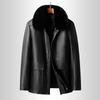 Men's Leather Jacket Middle-aged and Elderly Velvet Thickened Leather Jacket Dad's Leather  Removed From The Liner Medium and Long Leather Jacket