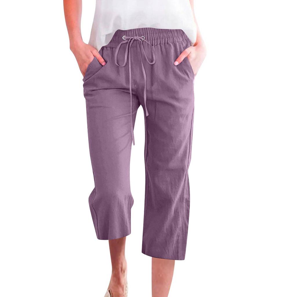Women's Casual And Fashionable Solid Color Loose Pants With Pocketes