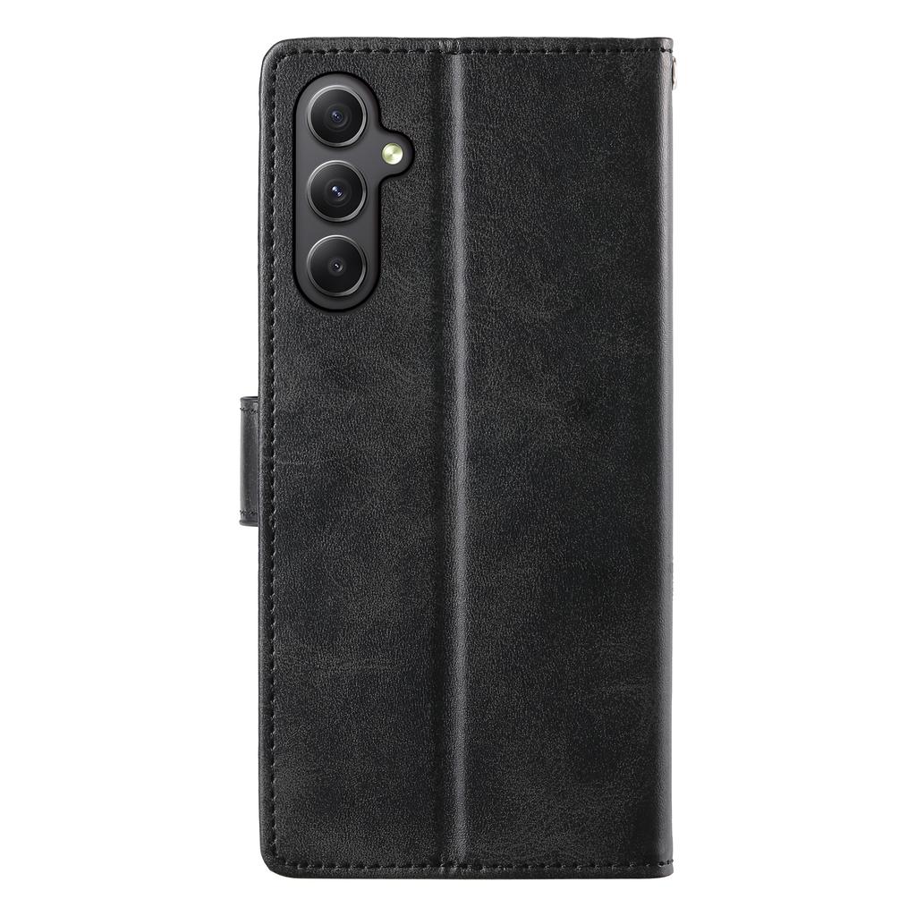 For Samsung Galaxy A35 5G Case Stand Wallet Calf Texture PU Leather Flip Phone Cover with Wrist Strap