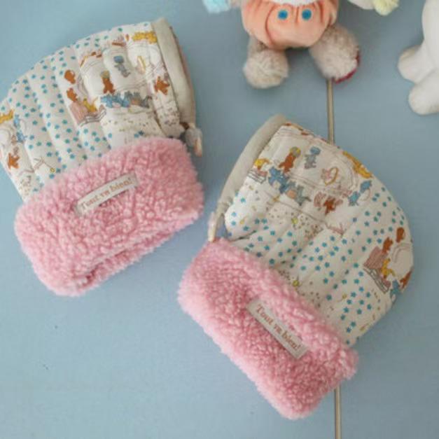 Korea Kids  Scooter Cartoon Velvet Quilted Frostproof Riding Gloves