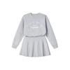 Letter Print Round Neck Pullover Knit Casual Long Sleeve Dress Women Dresses Cloud-Gray F11W419304F-MG