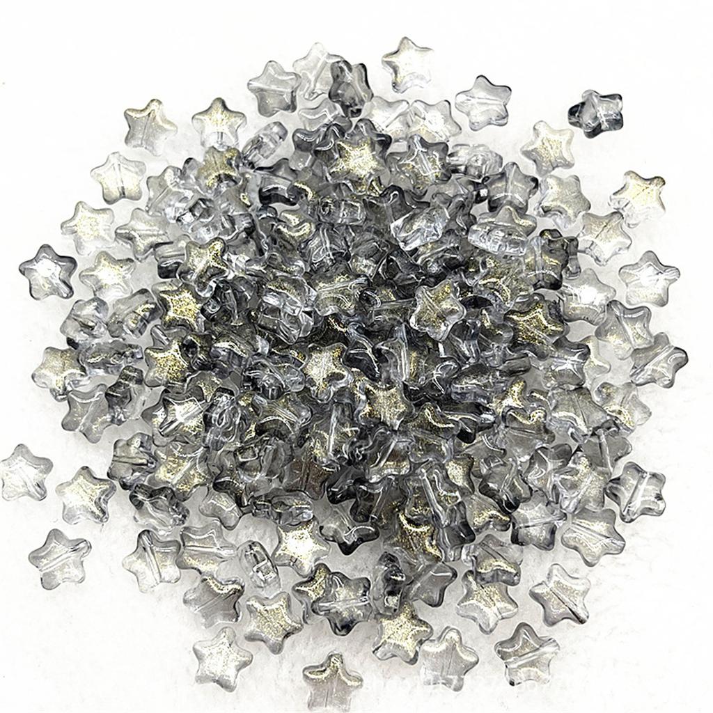 Colorful 30pcs 8mm Mini Polychrome Cute Gradient Five-pointed Star Glass Beads Loose Spacer Beads Jewelry Making DIY Handmade