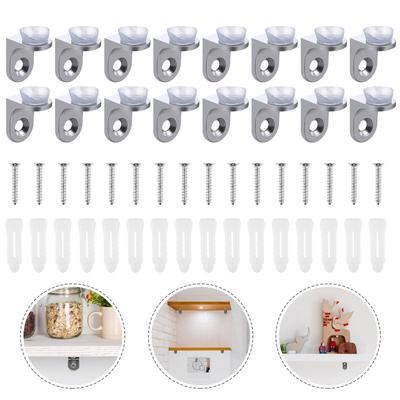 16Pcs Solid Board Shelf Supports Zinc Alloy L-Shaped Suction Cup Brackets for Glass Cabinets Bookcase Plate Holders Sturdy Fixed