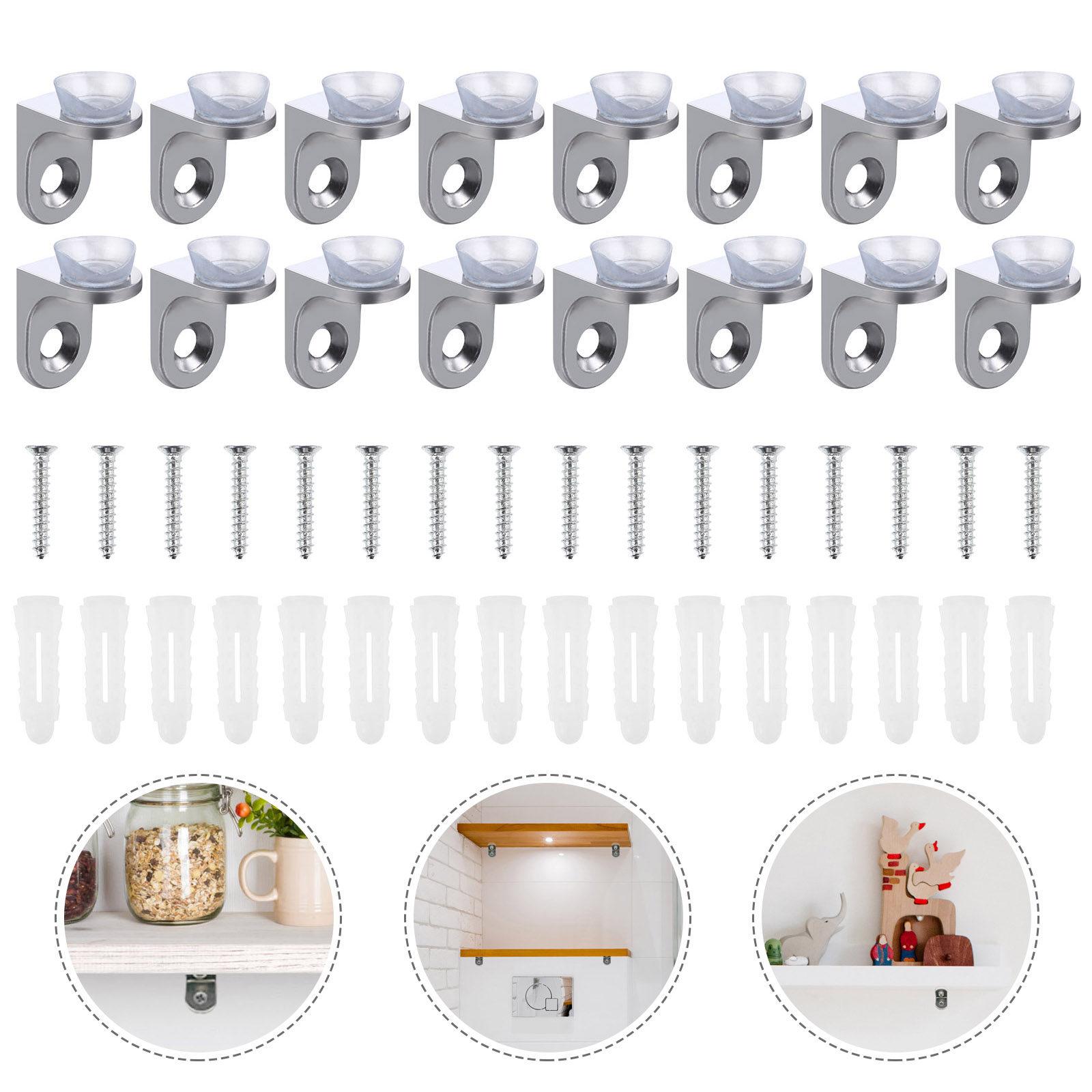 

16Pcs Solid Board Shelf Supports Zinc Alloy L-Shaped Suction Cup Brackets for Glass Cabinets Bookcase Plate Holders Sturdy Fixed other
