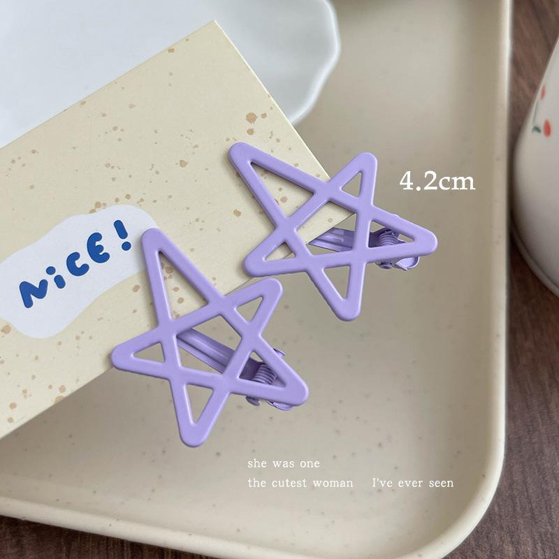 2Pcs Korean colorful Pentagram Hairpin Bangs Broken Hair Star Hairpin Side Duckbill Clip Cute Hair Accessories