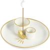 Incense and Candle Holder for Burning Sage, Palo Santo, Incense Sticks Ceramic Ash Catcher Tray for Meditation Room Ramadan Home