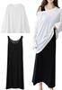 RIRIOA Pajama Loungewear and Long Dress with Petticoat and Nightgown Women's (Dress T-Shirt Set) (Black)