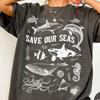 Vintage Sea Animals Comfort Colors® T-Shirt, Save the Seas Shirt, Ocean Animals Shirt, Retro Ocean Shirt, Vintage Ocean Life Graphic Tee