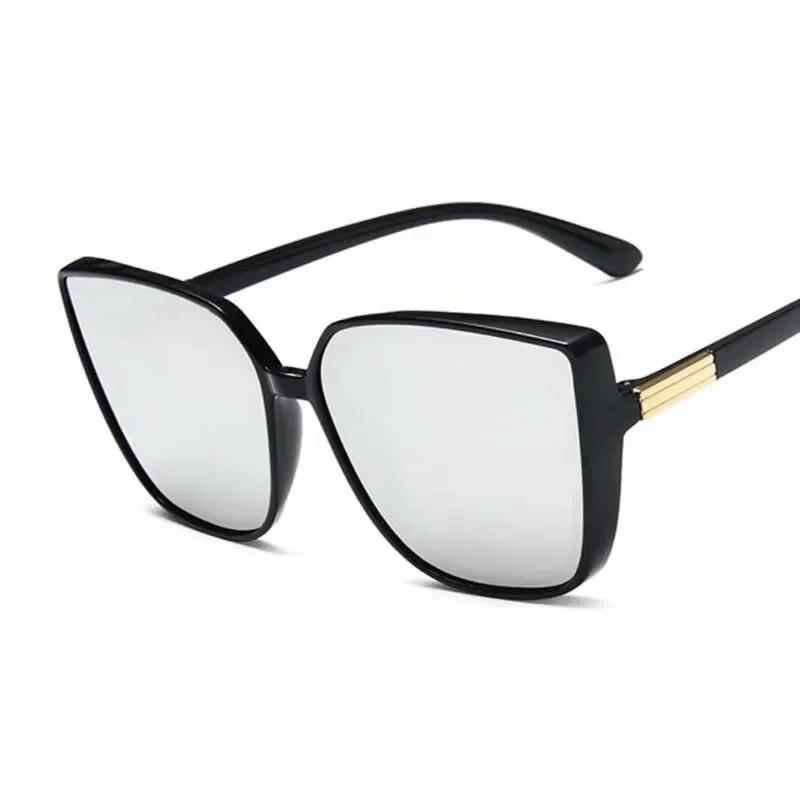 Fashion Cat Eye Sunglasses Woman Retro  Designer Sun Glasses Female Big Frame Vintage Black Mirror Oculos De Sol Feminino